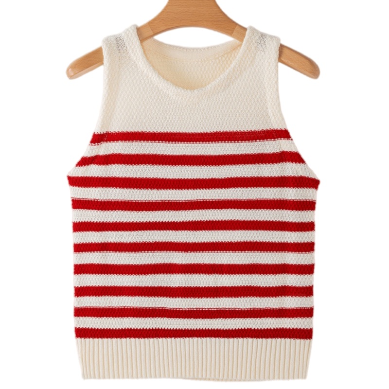 Stylish Red Stripe Knit Summer Tank Top for Women – Women Sweater Tank and Casual Summer Sweater price