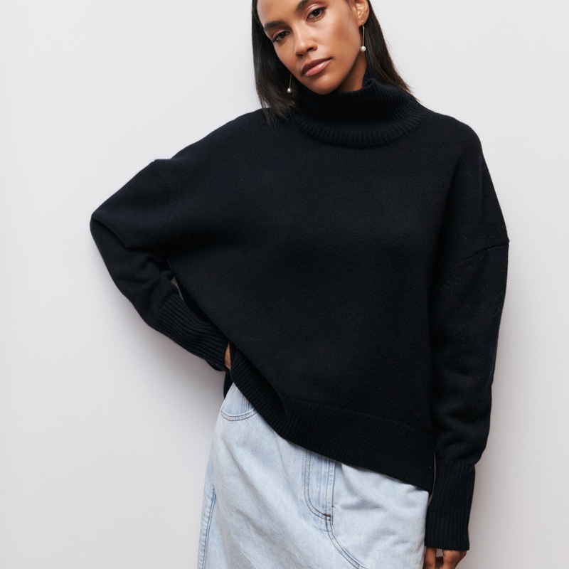 Trendy Mock Neck Turtleneck Pullover Sweater for Adults, Fashionable Adult High Neck Ribbed Sweater – Trendy Pullover and Fashionable Pullover price