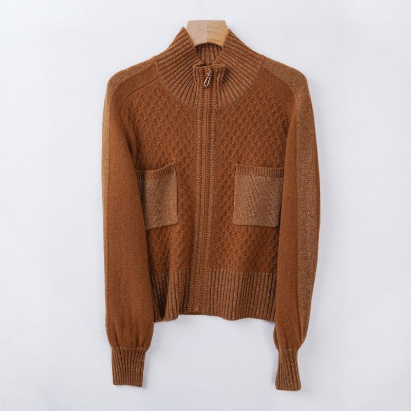 Wholesale Womens Engineered Knitted Zip-up Pure New Wool Jumper Sweater – Sweater and Knitted Sweater price