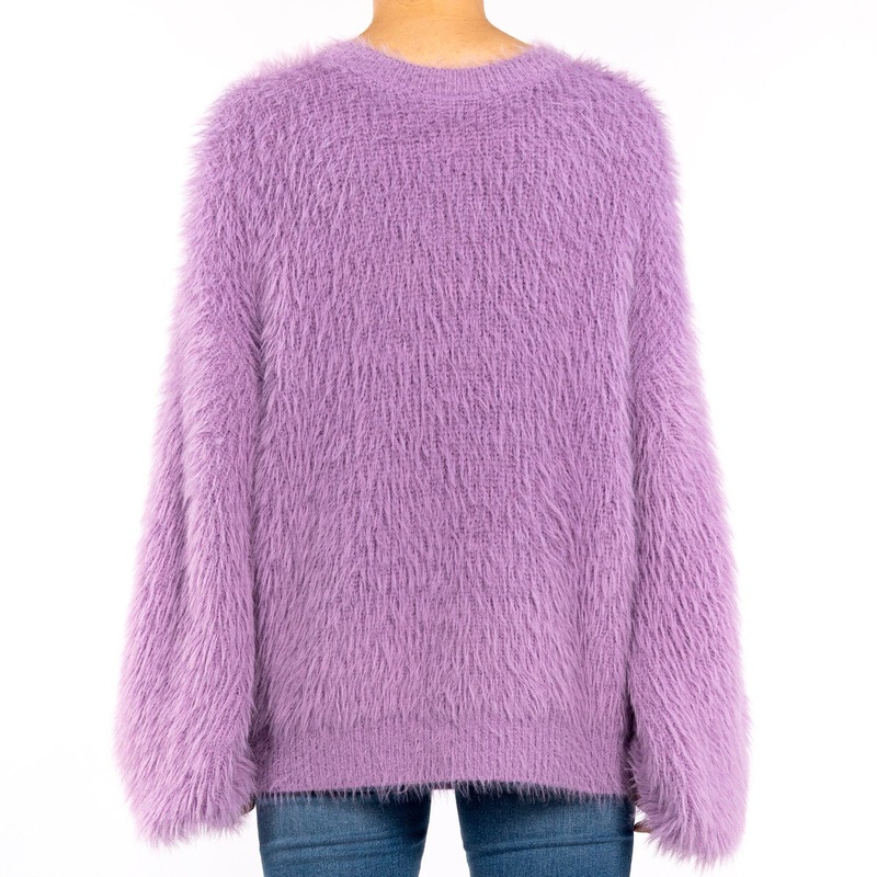 Winter Casual Warm Faux Mink Purple Knit Plus Size Sweater for Women – Custom Knit Sweater and Design Sweater price