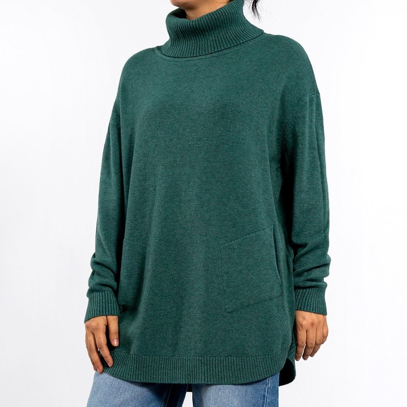 Winter Lapel Soft Yarn Warm Loose Long-Sleeved Pullover Knit Sweater Green Women Tops – Sweater for Women and Ladies Sweater price