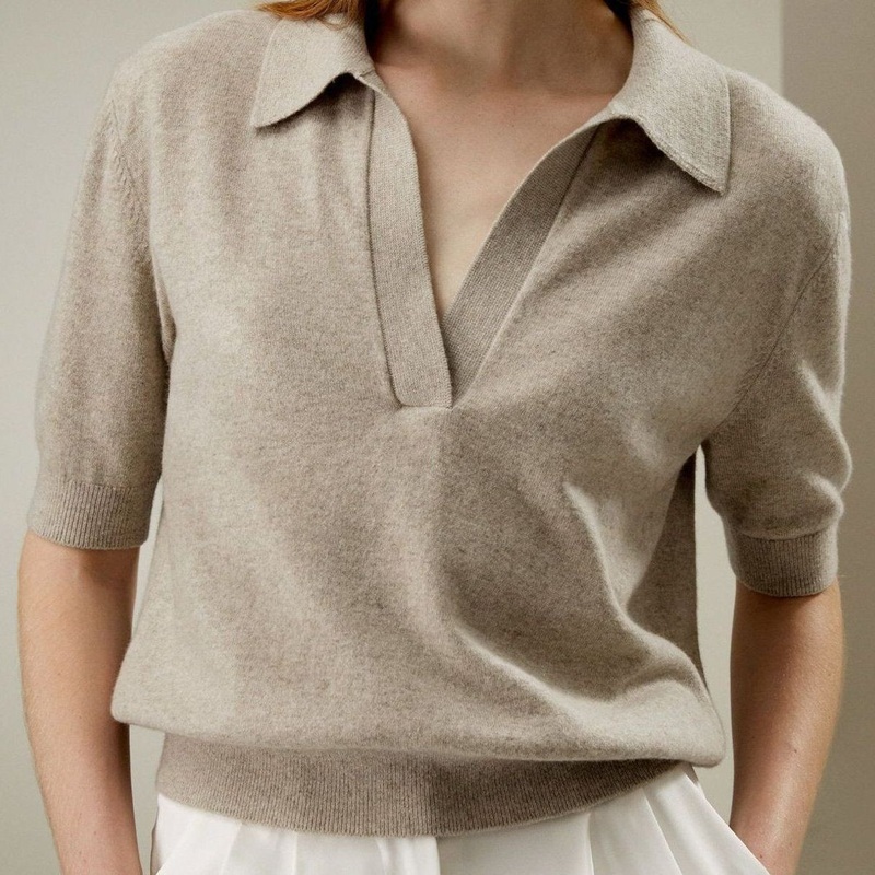 Womans Jo V Polo Neck Half Sleeve Cashmere Pullover Sweater Jumper – Sweater and Cashmere price
