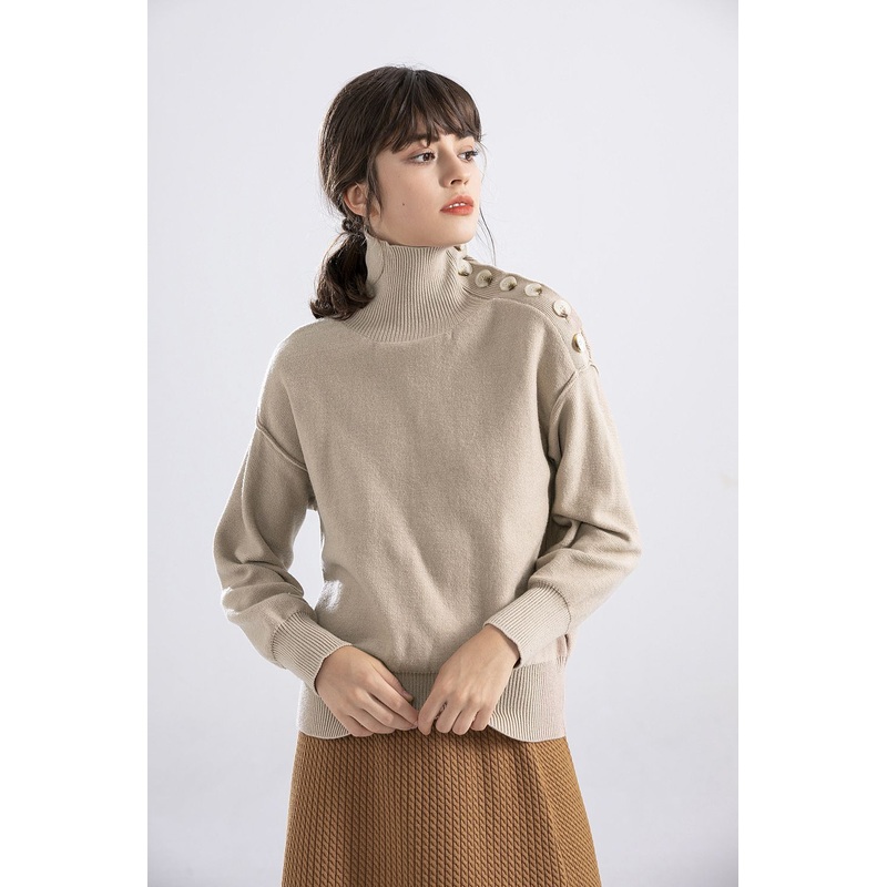 Womens Durable Winter Turtle Neck Jumper Anti Pilling Yarn Dye Sweater – Durable Winter Sweater and Anti Pilling Sweater price