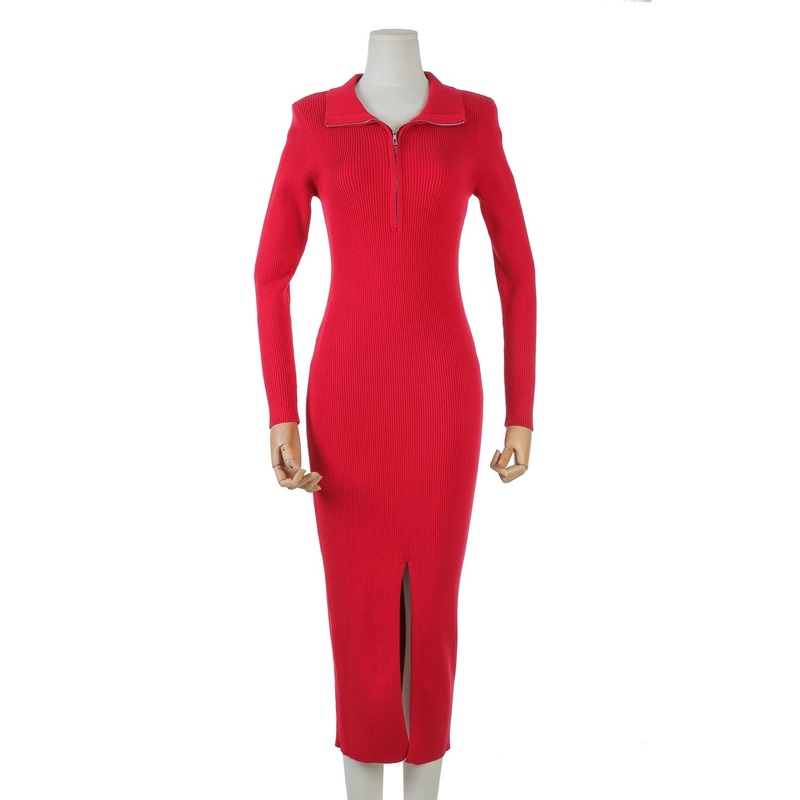 Womens Fall Sweater Dress with Red Zipper Opening – Red Zip Women Dress and Womens Sweater Dress price