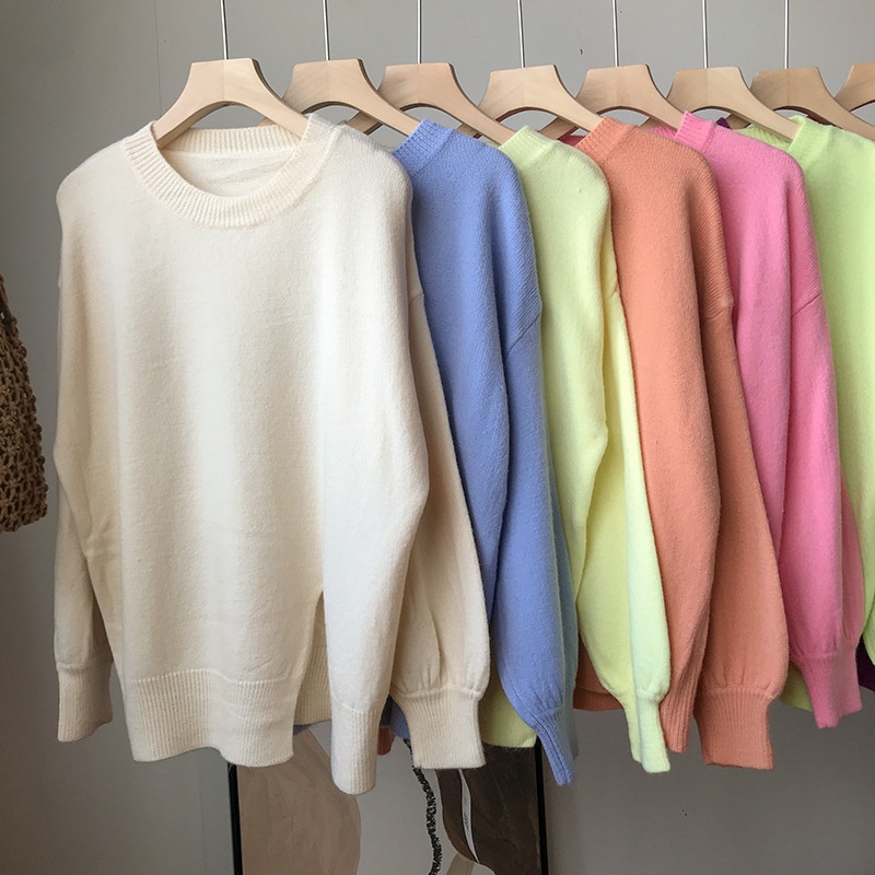 Basic Customization Pure Color O-Neck Long-Sleeved Knit Fall Women Sweater – Pullover Sweater and Women Fall Sweaters price|<span style="color:black;"><span><span><span>Color: