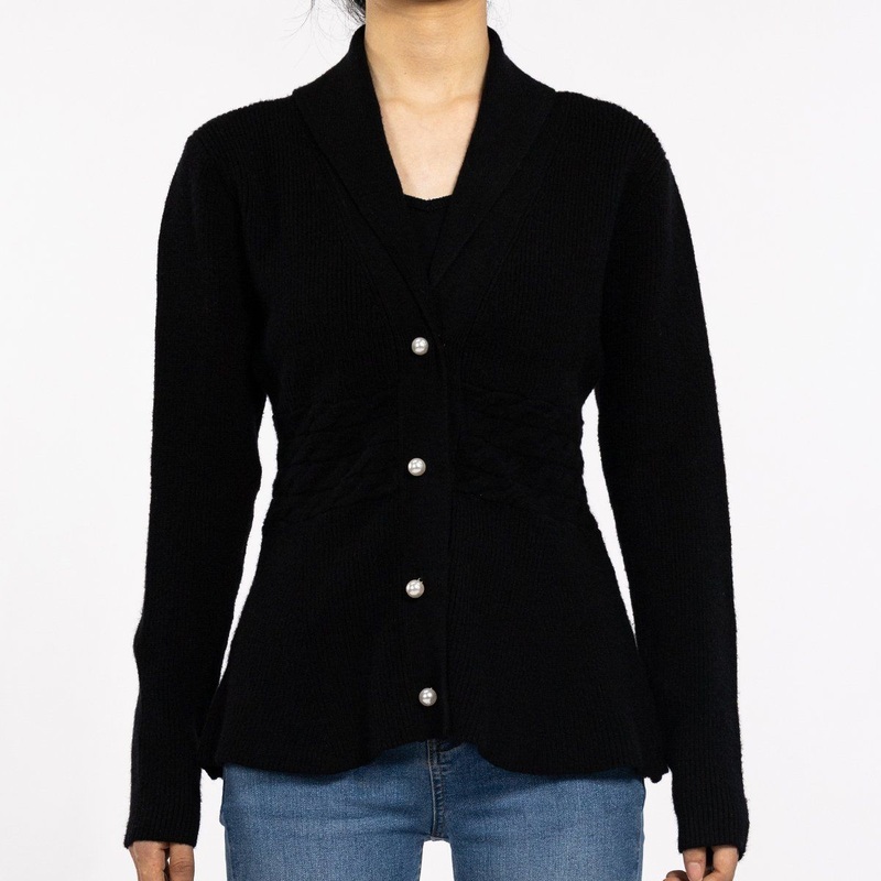 Black Knit Suit High Waist Slim Lapel Long Sleeve Sweater Cardigan for Women – Sweaters for Women and Spring Cardigan price