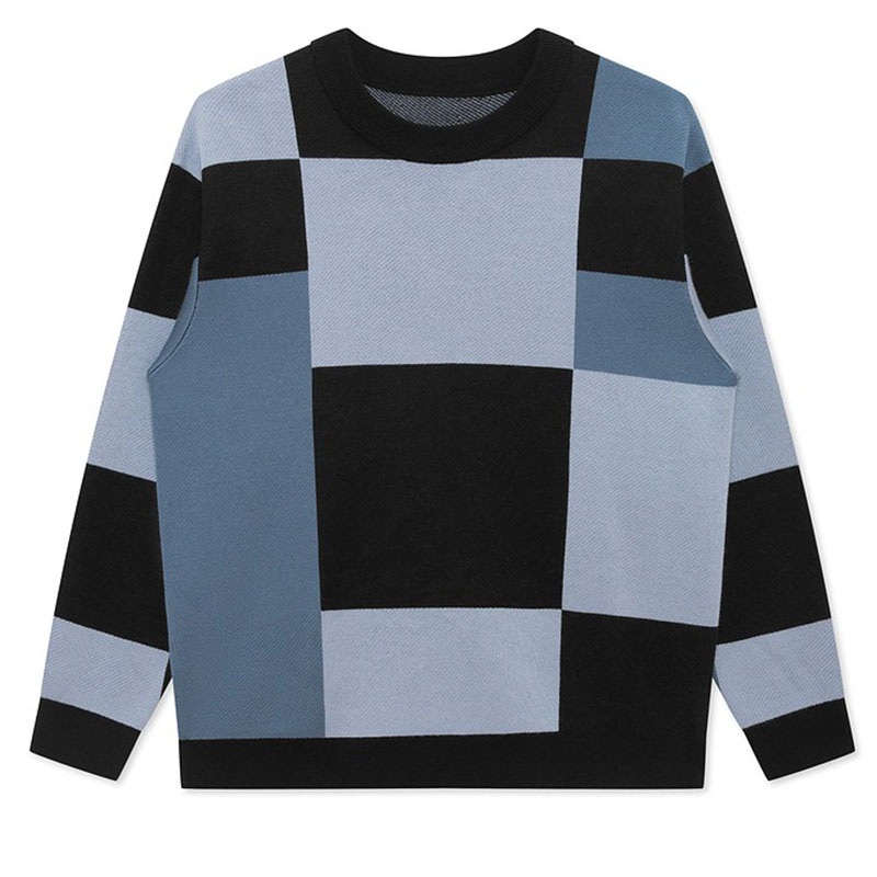 Block Jacquard Fashion Mens Knitted Pullover Round Neck Long Sleeve Jumper – Sweater and Men Sweater price