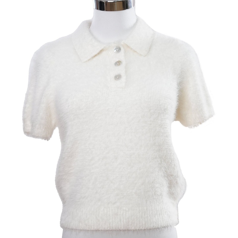 Cropped Fuzzy Short Sleeve Pullover Womens White Nylon Acrylic Sweater – Pullover Sweater and Womens Sweater price