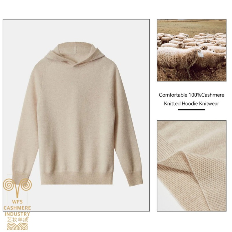Custom Straight Knitted Pullover Kashmir Merino Wool 100% Organic Cashmere Women Hoodie Sweatshirts – Hoodie and Knitted Hoodie price