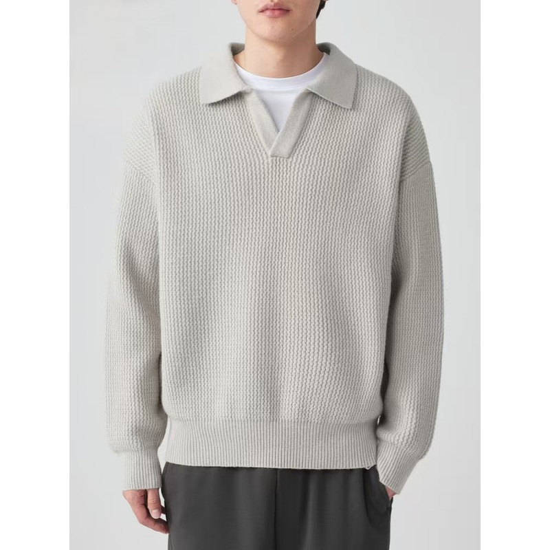 Factory Custom Men Knitwear Polo Collar Sweater Men Drop Shoulder Sweater Man Sweater – Man Sweater and Men Knitwear price