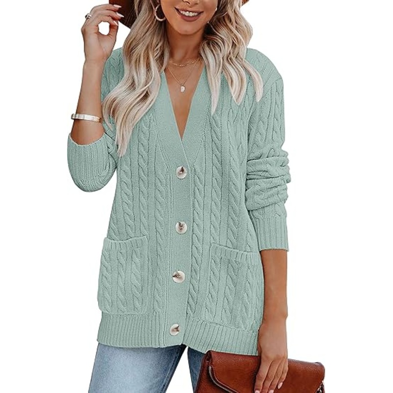 Fashion Women Cable Knit Cardigan Sweater – Cardigan Sweater and Chunky Button Sweater price