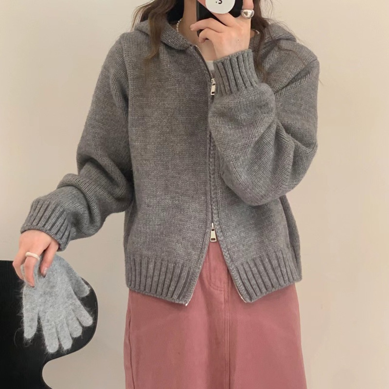 Hot Sell Knitwear Long-Sleeve Winter Acrylic Wool Zip up Cardigan for Women – Winter Acrylic Wool Zip up Cardigan for Women and Women Cardigan price