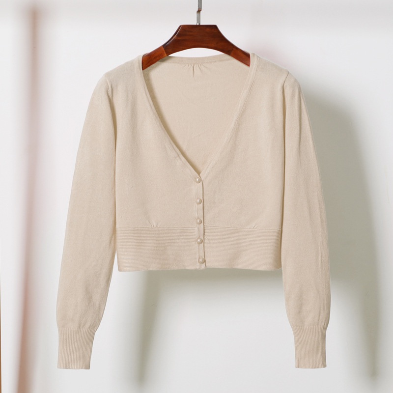 OEM Custom Spring Women V-Neck Short Knitted Sweater Coat Cardigan – Long Sleeve Sweater and Short Cardigan price