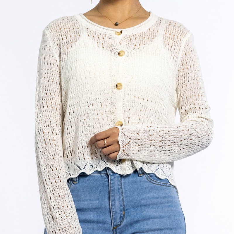 Women Lightweight White Hollowcustom Long Sleeve Sweater Summer White Cardigan for Women – Sweaters for Women and Summer Cardigan price
