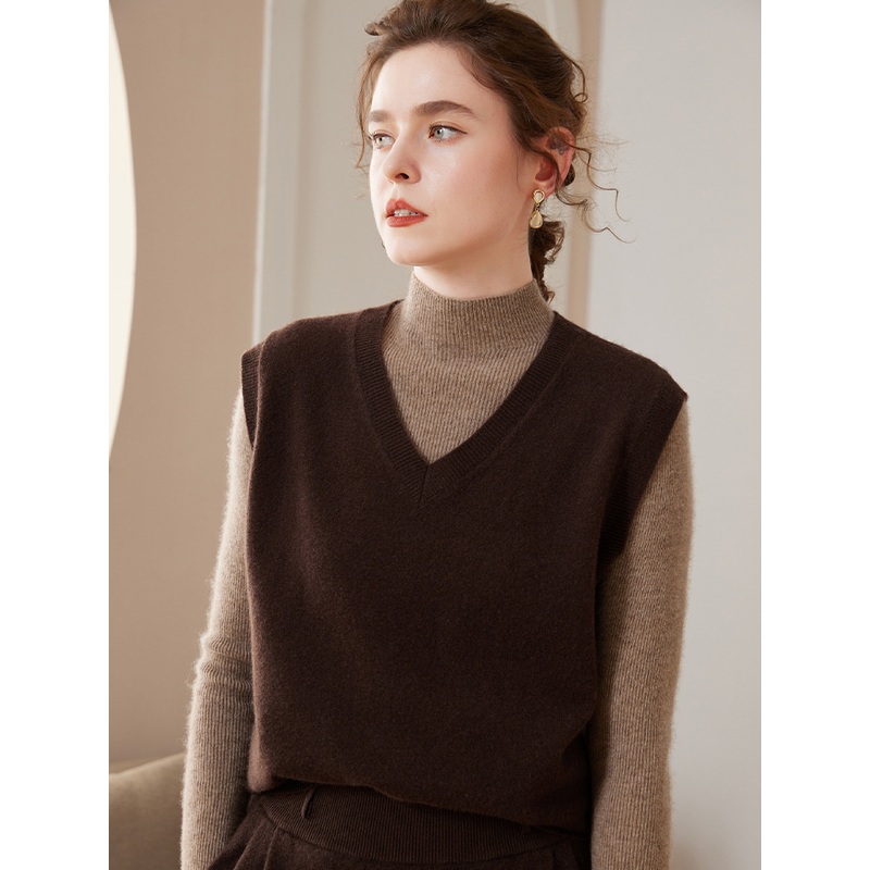 Womens Loose V-Neck Cashmere Knit Sleeveless Solid Colour Casual Sweater – Everyday Clothing and Ladys Garments price