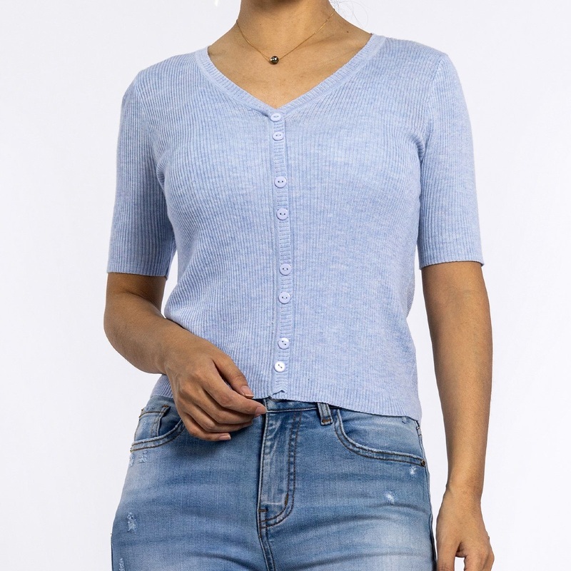 Womens Summer Blue Short V Neck Sweater Lightweight Short Sleeve Cardigan – Cardigan Shirt and Lightweight Cardigan price