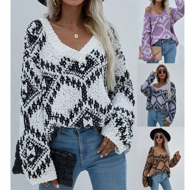 Autumn Winter Women Loose Plus Size Long Sleeve Pullover Sweater – Pullover Sweater and Women Fall Sweaters price|<span style="color:black;"><span><span><span>Color: