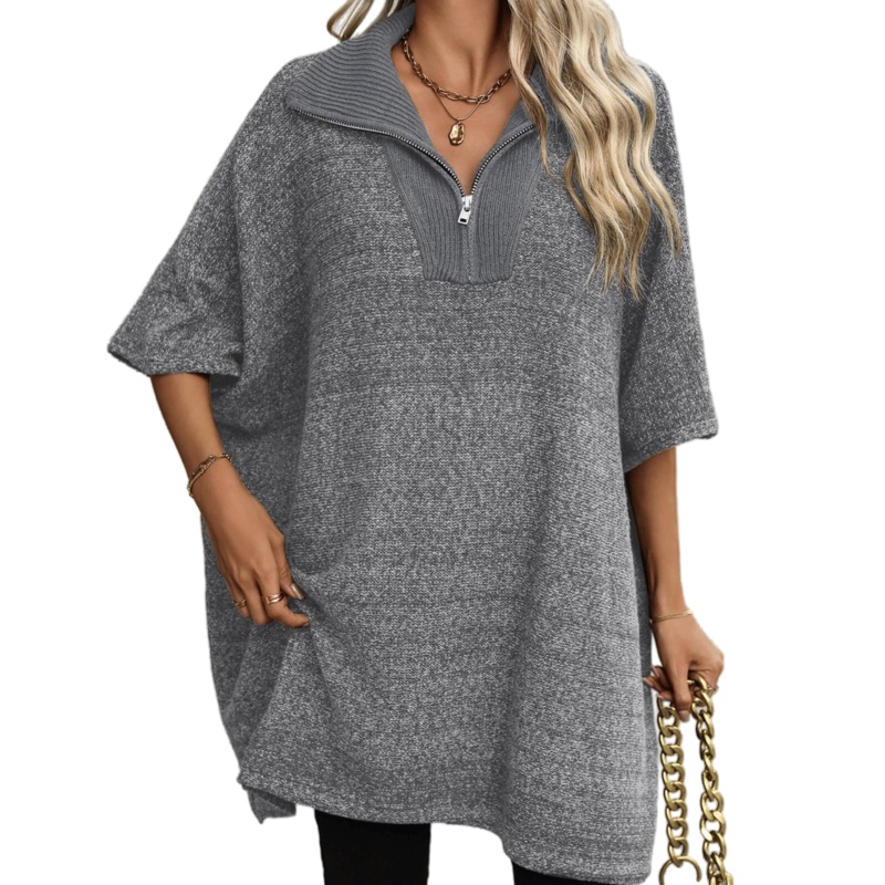 Cozy Oversized Grey Quarter Zip Sweater for Women – Oversized Sweater and Grey Knitted Sweater price