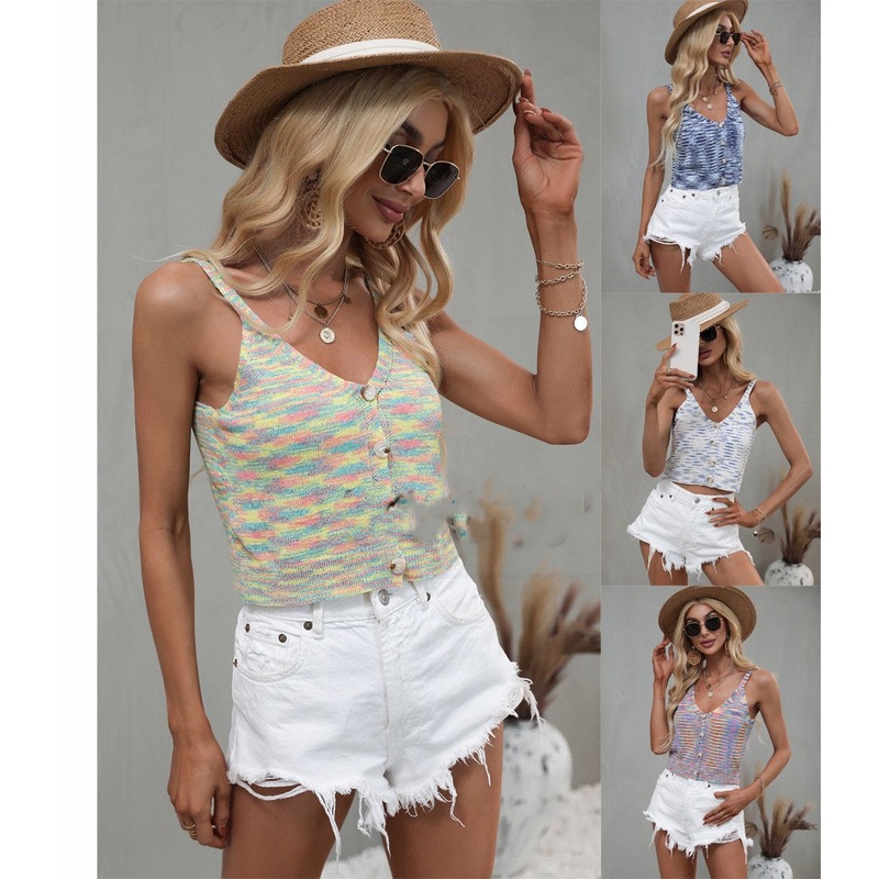 Custom Pure V-Neck Knitted Button Women Camisole Cardigan Vest – Sweater Vest and Knit Sweater Top price
