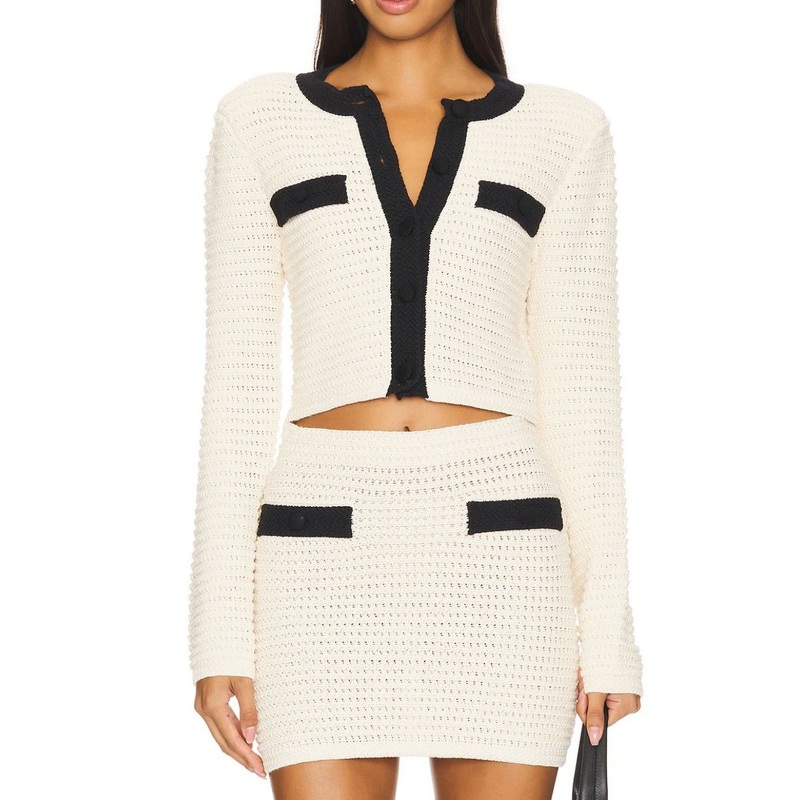 Elegant White Cardigan Sweater and Skirt Set for Women – Womens Clothes and Knit Sweater Set price