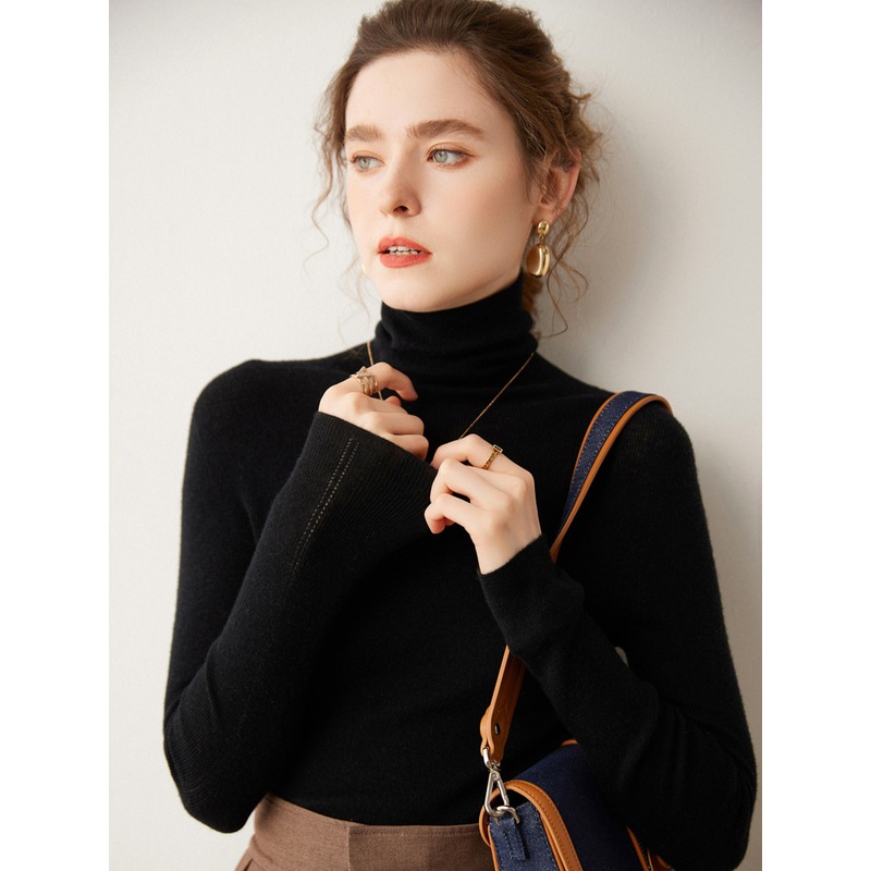 Solid Colour Cashmere High Neck Slim Inner Knit Versatile Sweater for Women – Everyday Clothing and Ladys Garments price