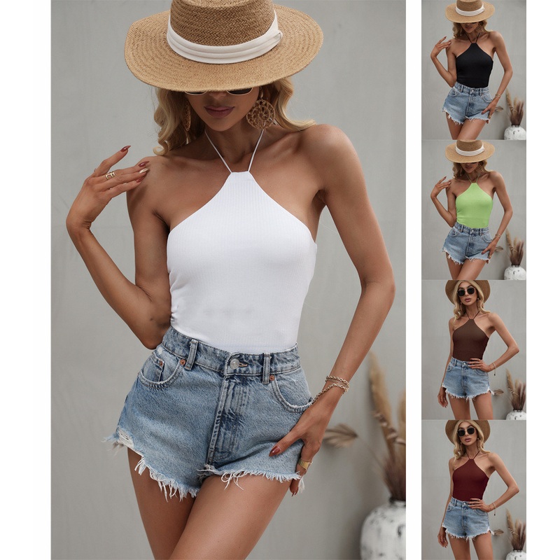Summer Slim Halterneck Sleeveless off Shoulder Women Knitted Vest – Ladies Knitting Vest and Summer Vest price