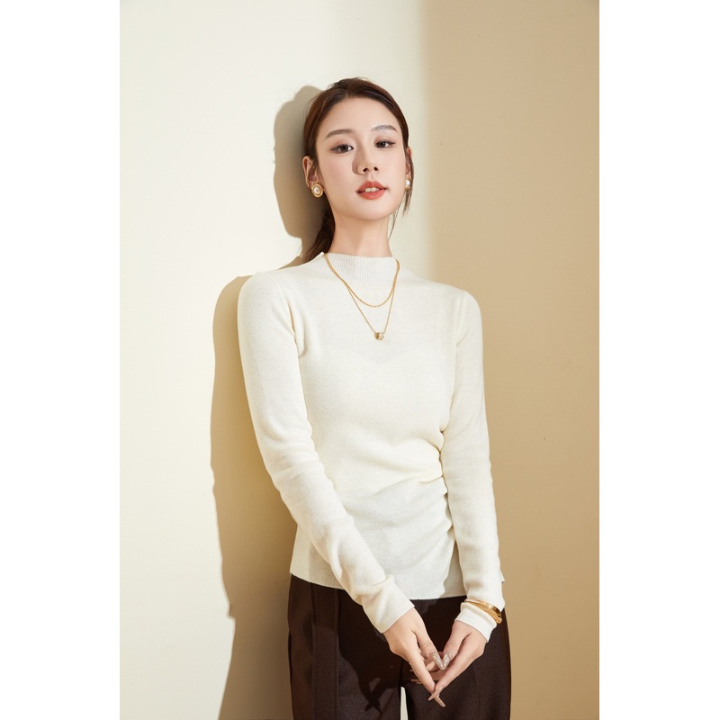 Three Solid Colors Classic Womens Luxury Merino Wool Slim Fit Sweater – Wool Sweater and Womens Sweater price