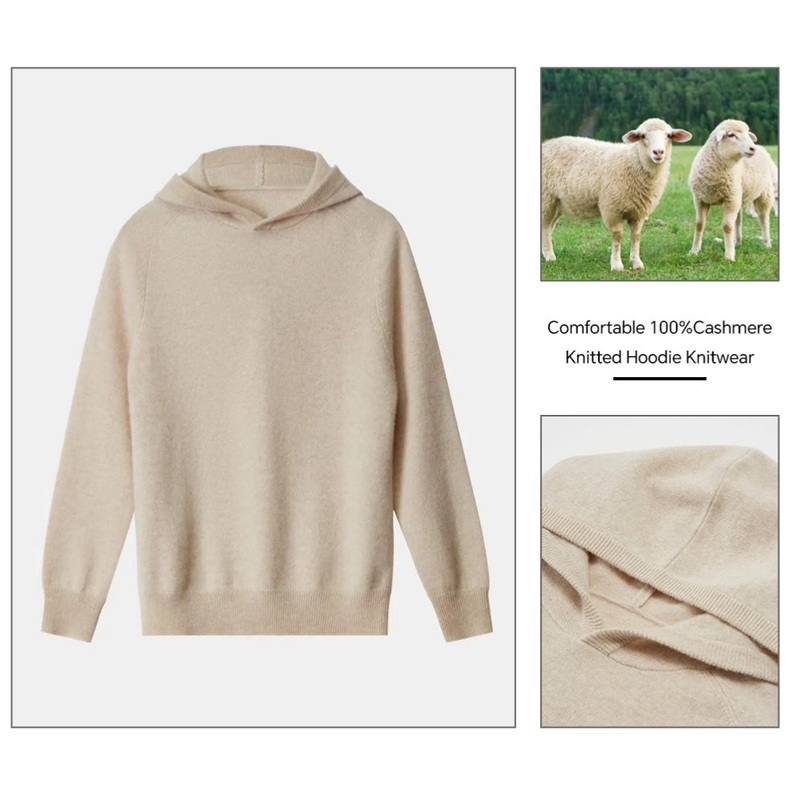 Top Selling Loungewear Ribbed Unisex Cashmere Hoodie Knitted 100% Cashmere Sweater Jogger Hoodies – Hoodie and Knitted Hoodie price