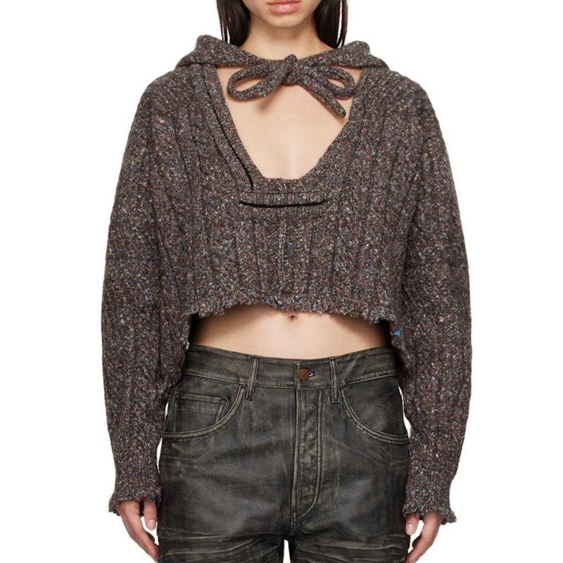 Trendy Brown Knit Open Collar Hoodie for Women&rsquor; S Casual Wear – Knit Sweater Hoodie and Fashion Knit Women Hoodie price