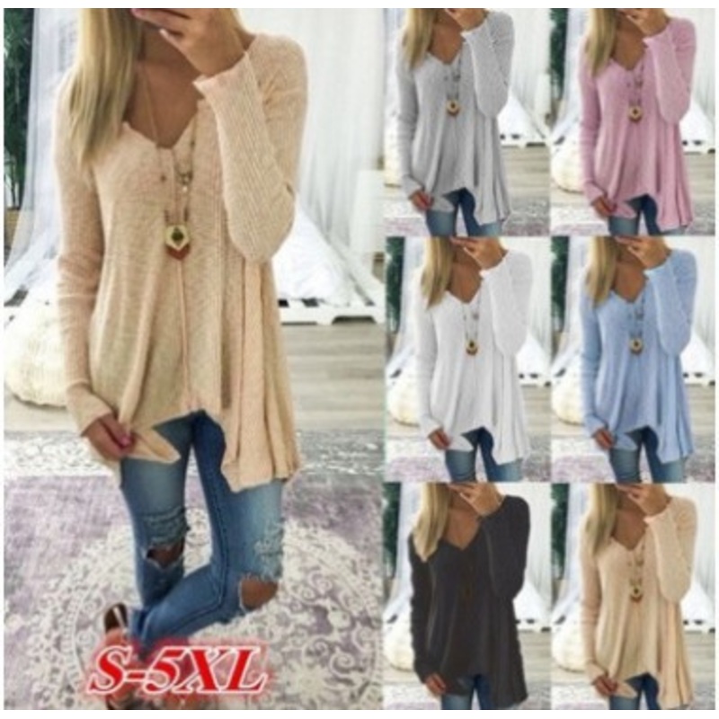 V-Neck Women Thin Plus Size Long Sleeve Knit Pullover Sweater – Pullover Sweater and Custom Sweaters price
