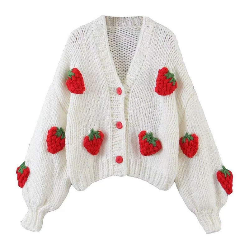 White Knit Cardigan Sweater for Women with Unique 3D Embroidery – Knitted Sweater and Women Clothing price