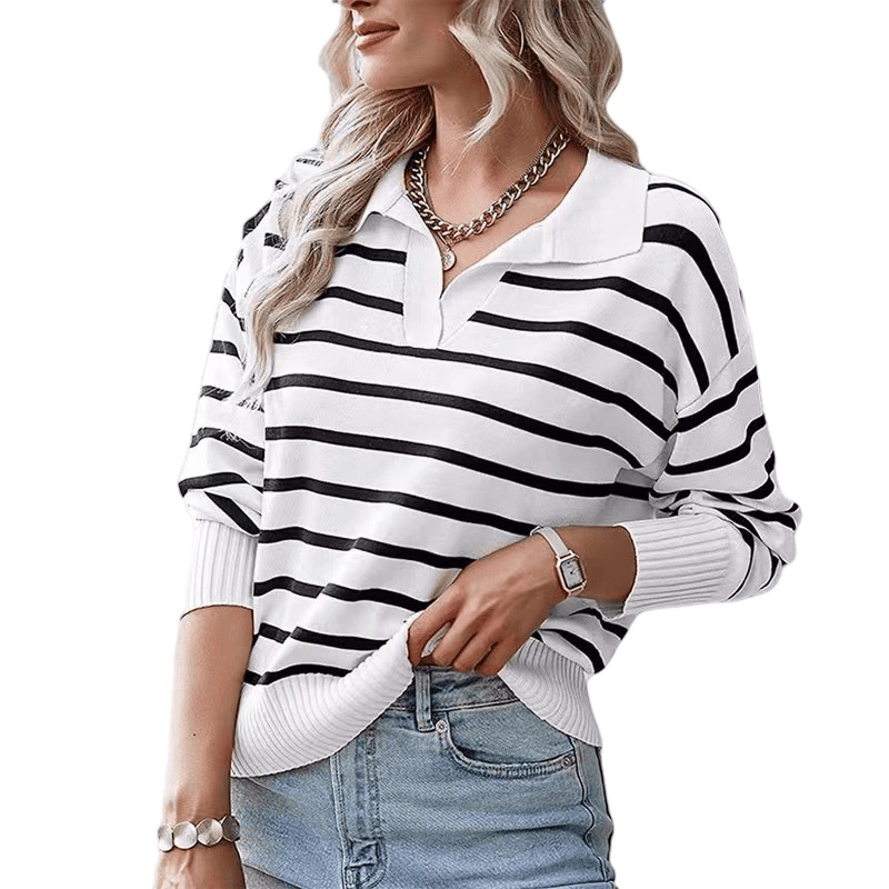 Women Casual Striped V Neck Knitted Sweater – Women Sweater and Knitted Sweater price