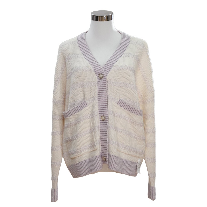 Womens Fall and Winter 677g Textured Cotton Stripe Cardigan Outerwear – Cardigan Sweater and Womens Sweater price
