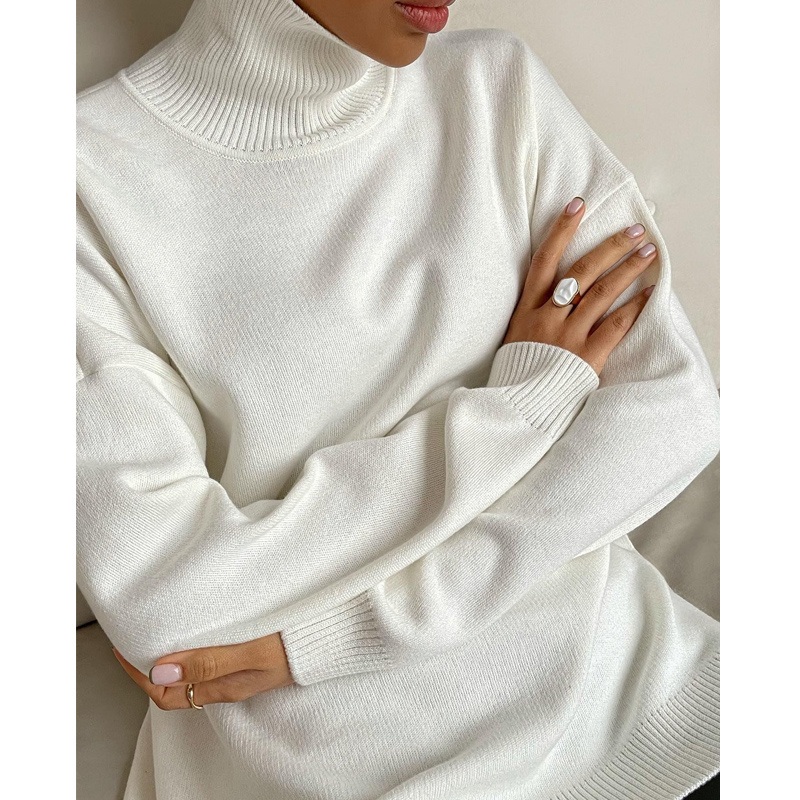 Womens Loose Fit High Neck Ribbed Pullover in Various Colors, Stylish Viscose High Neck Knit Pullover for Women, No MOQ – Loose Fit Pullover and High Neck Knit Pullover price