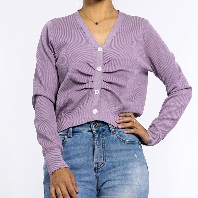Womens Purple V Neck Short Long Sleeved Pleated Sweater Cardigan for Women – Crop Cardigan and Sheer Cardigan price