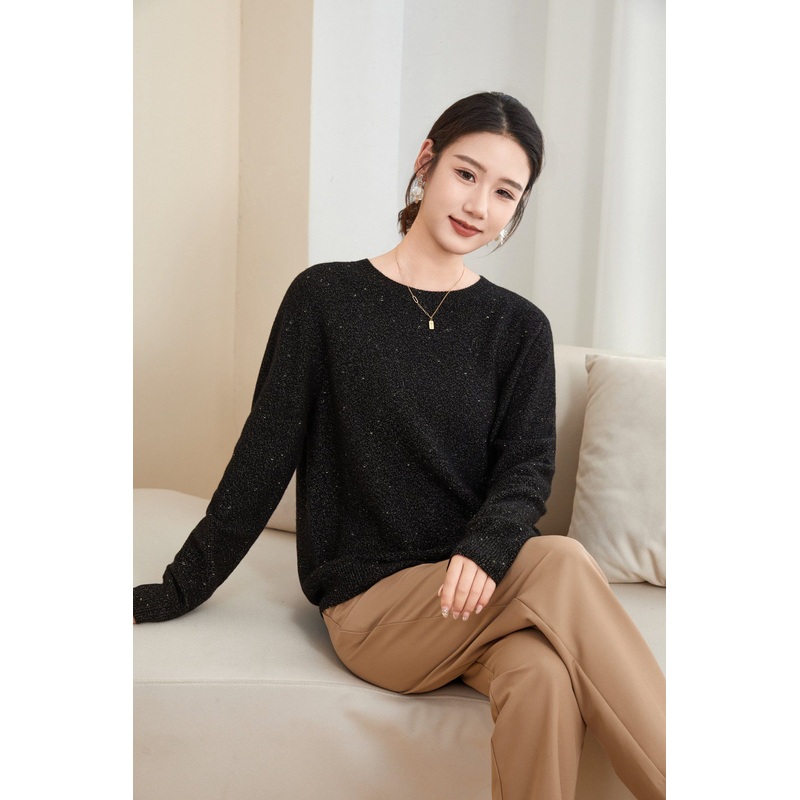 Womens Roundneck Solid Color Lightweight Pullover Sweater – Premium 91% Wool 9% Lurex – Wool Sweater and Womens Sweater price