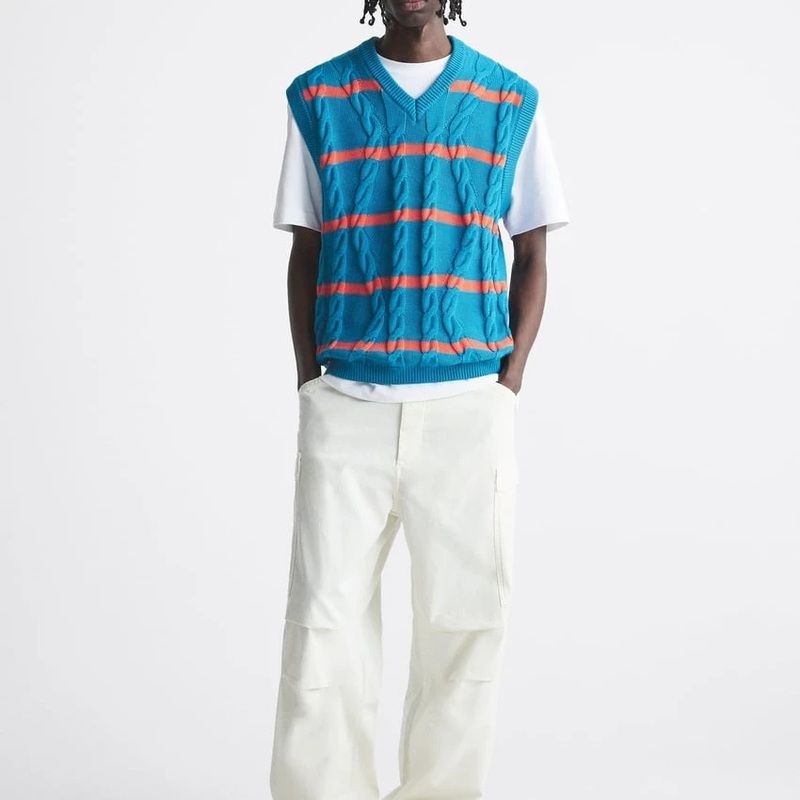 2024 OEM Custom Men Sweater Vest Pullover Preppy Cotton V Neck Cotton Striped Pattern Cable Fancy Knitted Vest Sweater Men – Pullover Sweater and Cardigan Sweater price|<span style="font-size:16px;"><span style="color:|222222;"><span style="border:0px;pad