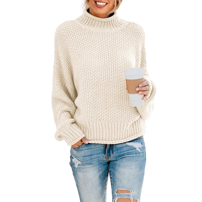 2025 Winter Fall Solid Turtleneck High Neck Balloon Womens Sweaters – Sweater and Womens Sweaters price