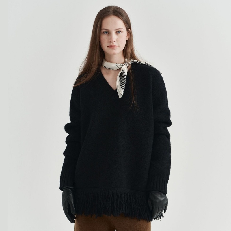 Custom Gray Wool Sweater for Women with Tassel Scarf – Custom Design Sweater and Gray Wool Sweater price