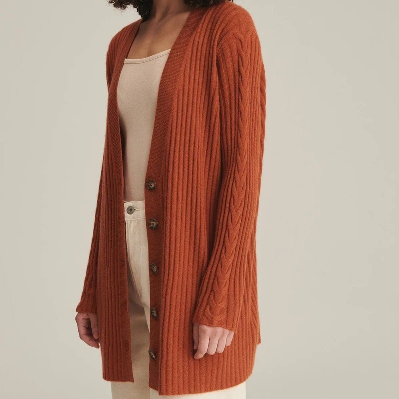 Ladies Fashion Dresses Cashmere Ribbed Cable Sleeves Womens Cardigan Sweater – Sweater and Cardigan price