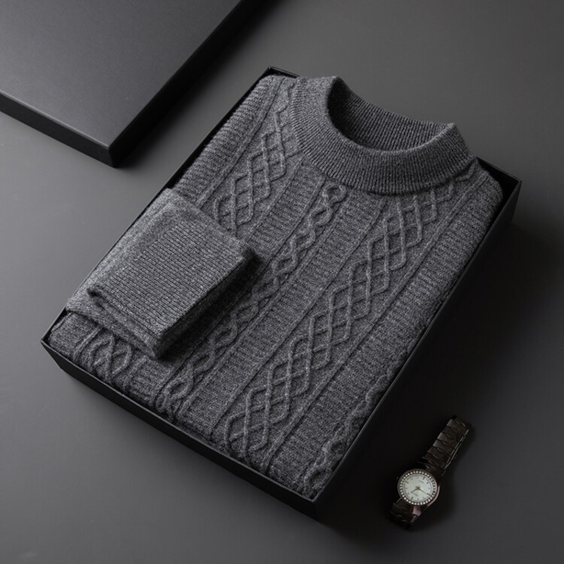 Mens Classic Fashion Cable-Ribbed Knitted Merino-Wool-#Cashmere Blends Pullover Sweater – Sweater and Wool Sweater price|Shanghai, China