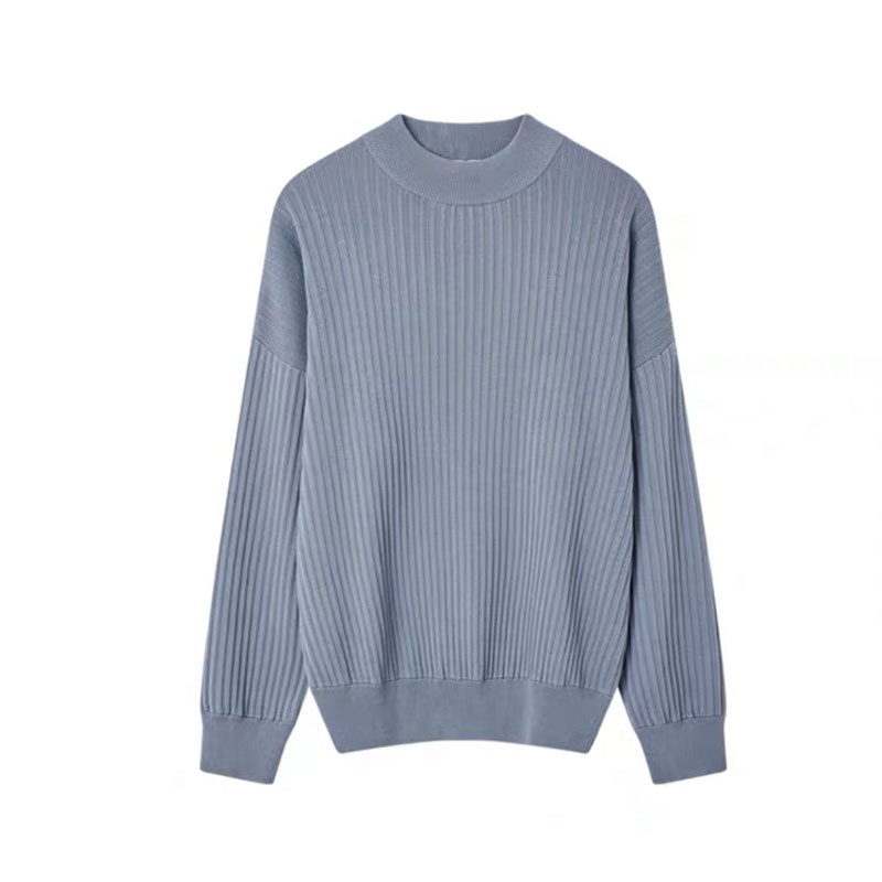 Mens Crewneck Pullover Rib Knitted Solid Color Long Sleeve Loose Knitwear Stone Washing – Sweater and Men Sweater price