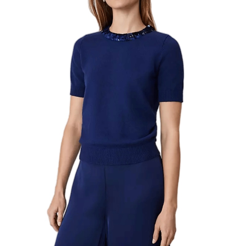 Summer Sparkling Sequin Neck Short Sleeve Womens Sweater – Summer Sweater and Short Sleeve Sweater price