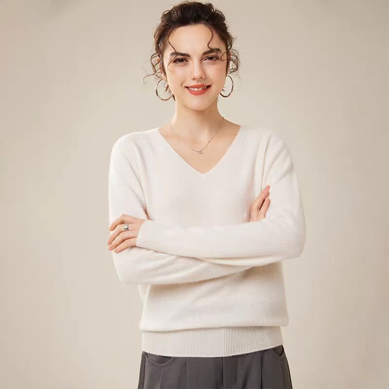 Sweater Ribbing V Neck Long Sleeve Checkered Regular Size Women S Wool Sweaters – Women Sweater and Turtleneck Women Sweater price