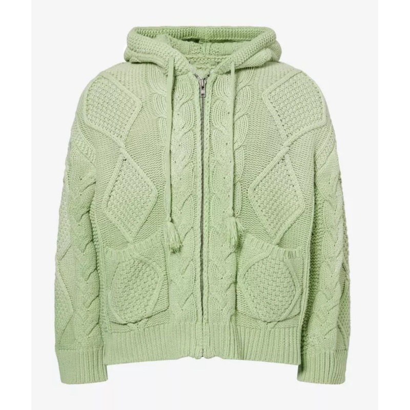 Trendy Light Green Men&rsquor; S Cable Knit Hoodie Cardigan Design – Knit Men Hoodie and Men Sweater Hoodie price