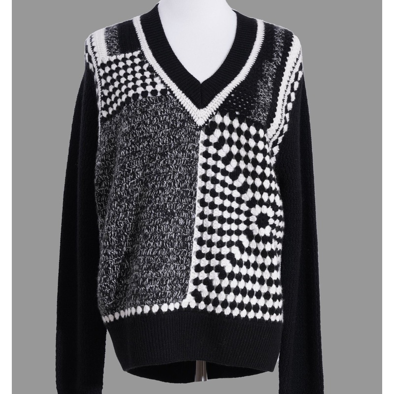 Ultra-Warm 392g Womens Black Cashmere Sweater Unique Asymmetric Pattern Pullover – Pullover Sweater and Womens Sweater price