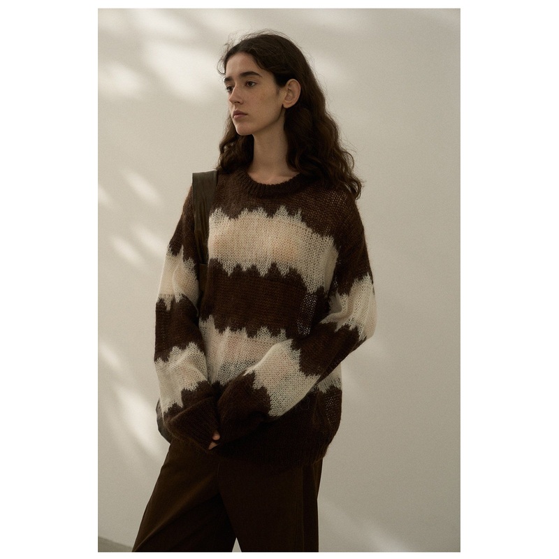 Wavy Striped Mohair Sweater Autumn – Apparel Accessories and Clothes price