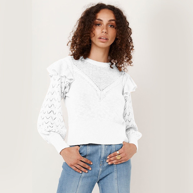 Winter Casual Leaf Sleeve Slim Vintage Women Pullover Knit Sweater – Sweater Tops for Ladies and Pullover Sweater for Women price