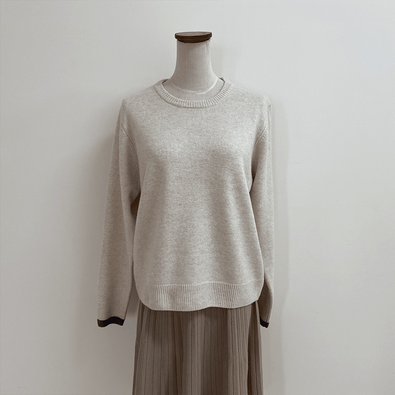 Woman Knitwear Jacquard Pullover Sweater Casual Knit Color Block Crew Neck Loose Fit Wool Sweater – 100% Wool Sweaters and Loose Fit Wool Sweater price