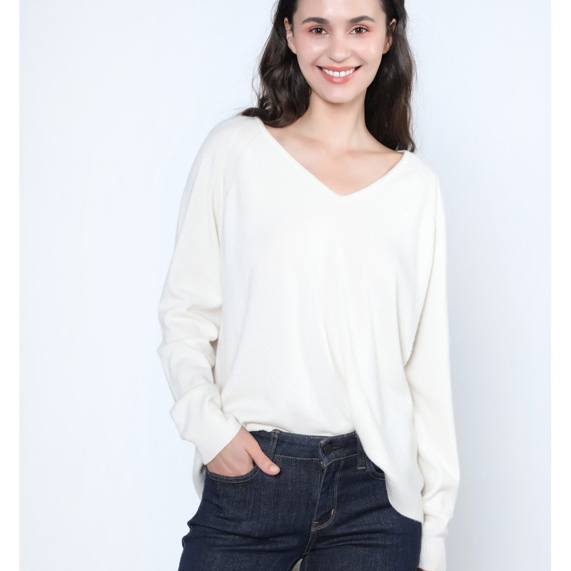Women S Loose Fit V-Neck Cashmere Pullover Sweater – Sweater and Ladies Sweater price